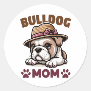 Bulldog mom classic round sticker