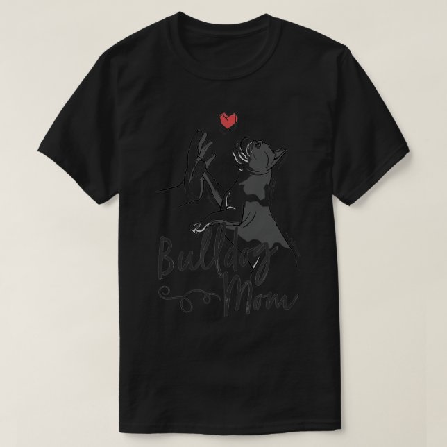 Bulldog Mom Cute Dog Illustration with Human Hand  T-Shirt (Design Front)