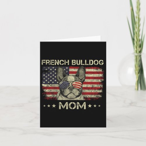 Bulldog Mom Dog Lovers American Flag 4th Of July  Card