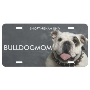 "BULLDOG MOM" English Bulldog License Plate