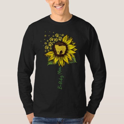Bulldog Mom Sunflower English Bulldog Lover Gifts  T_Shirt