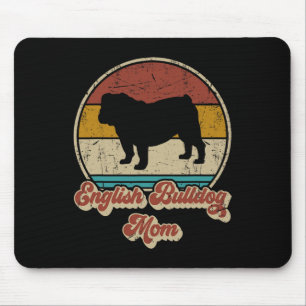 Bulldog Mom Women Dog Lover Gift Bulldog Vintage Mouse Pad