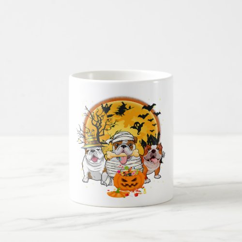 Bulldog Mommy Witch Dog Moon Ghosts Halloween Coffee Mug