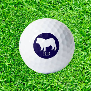 Bulldog Monogrammed Blue Navy Custom Golf Balls