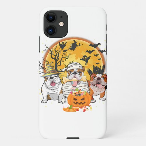 Bulldog Mummy Witch Dog Moon Ghosts Halloween iPhone 11 Case