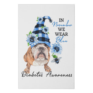 Bulldog November We Wear Blue Diabetes Awareness Faux Canvas Print