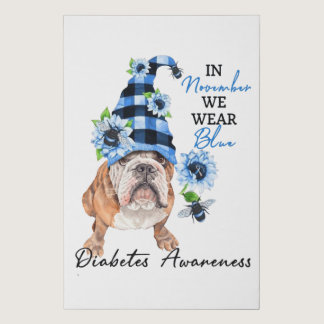 Bulldog November We Wear Blue Diabetes Awareness Faux Canvas Print