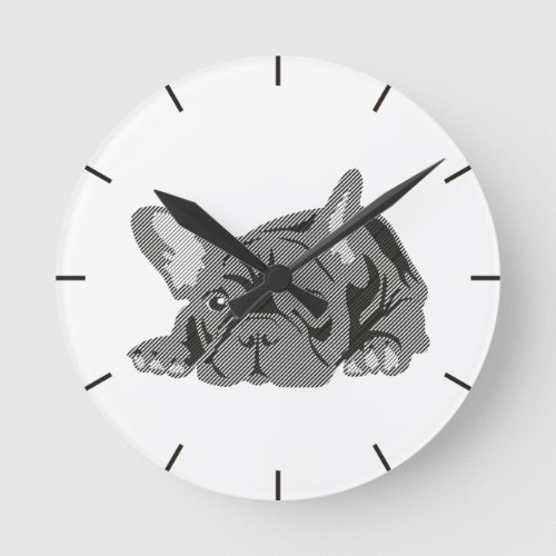 Bulldog of Lines Round Clock