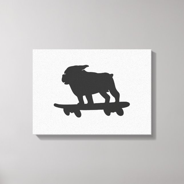 Bulldog on a skateboard - Choose background color Canvas Print (Front)