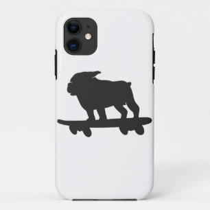Bulldog on a skateboard - Choose background color iPhone 11 Case