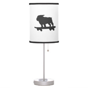 Bulldog on a skateboard - Choose background color Table Lamp