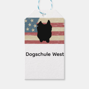 Bulldog on American Flag Gift Tags