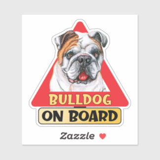 Bulldog On Board Funny Dog Red Traffic Sign Sticker