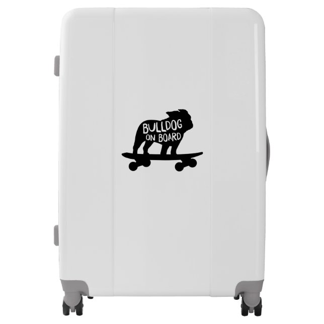 Bulldog on Board | Skateboarding Dog Silhouette Luggage (Front)