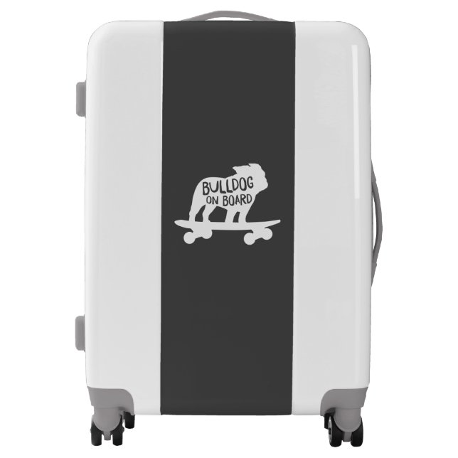 Bulldog on Board | Skateboarding Dog Silhouette Luggage (Front)