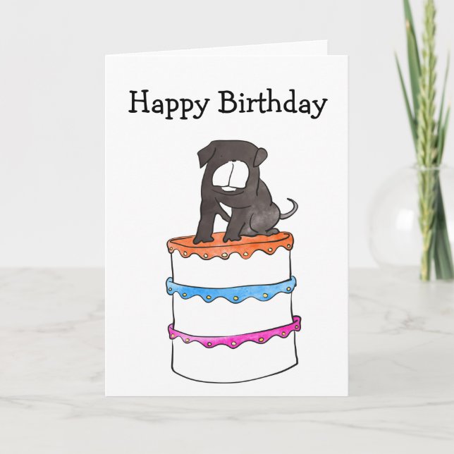 Bulldog on cake birthday card (Front)