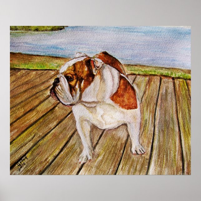 Bulldog on the boardwalk poster (Front)