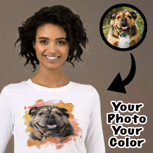 Bulldog or Your Photo Grunge Dog Mom Tri-Blend Shirt
