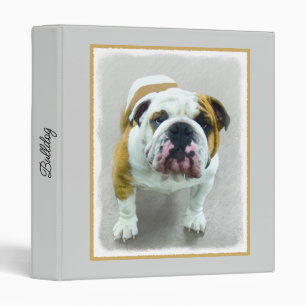 Bulldog Painting - Cute Original Dog Art 3 Ring Binder