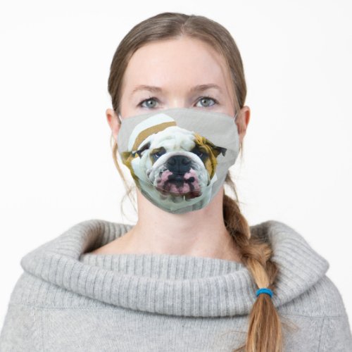 Bulldog Painting _ Cute Original Dog Art Adult Cloth Face Mask