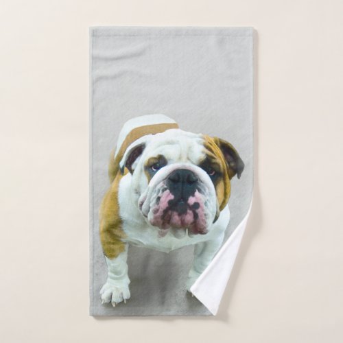 Bulldog Painting _ Cute Original Dog Art Bath Towel Set