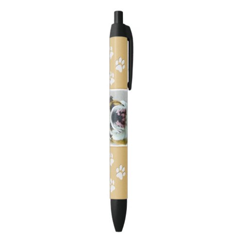 Bulldog Painting _ Cute Original Dog Art Black Ink Pen