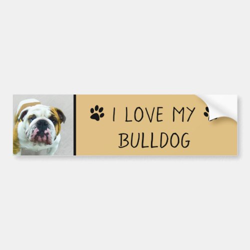 Bulldog Painting _ Cute Original Dog Art Bumper Sticker