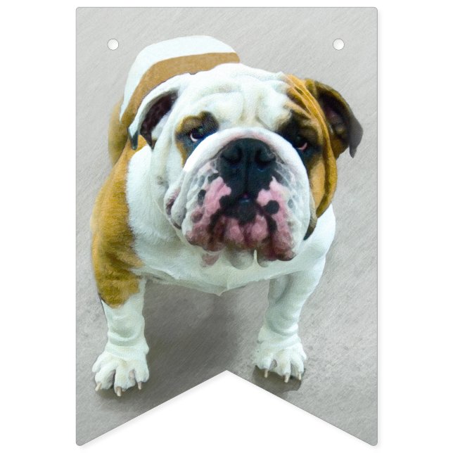Bulldog Painting - Cute Original Dog Art Bunting Flags (First Flag)