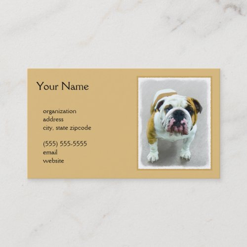 Bulldog Painting _ Cute Original Dog Art Business Card