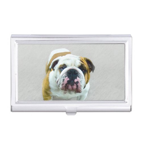 Bulldog Painting _ Cute Original Dog Art Business Card Case