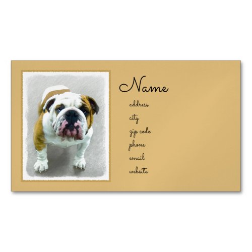 Bulldog Painting _ Cute Original Dog Art Business Card Magnet