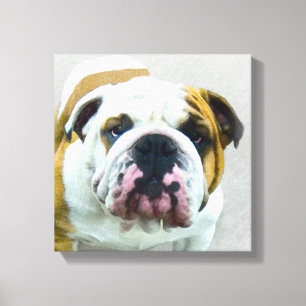 Bulldog Painting - Cute Original Dog Art Canvas Print