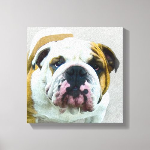 Bulldog Painting _ Cute Original Dog Art Canvas Print