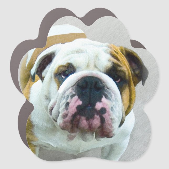 Bulldog Painting - Cute Original Dog Art Car Magnet (Front)
