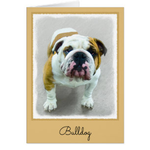 Bulldog Painting - Cute Original Dog Art Cards