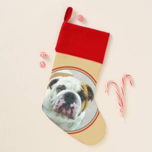 Bulldog Painting - Cute Original Dog Art Christmas Stocking