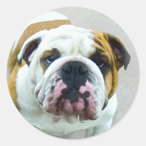 Bulldog Painting _ Cute Original Dog Art Classic Round Sticker