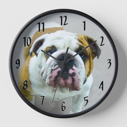 Bulldog Painting _ Cute Original Dog Art Clock