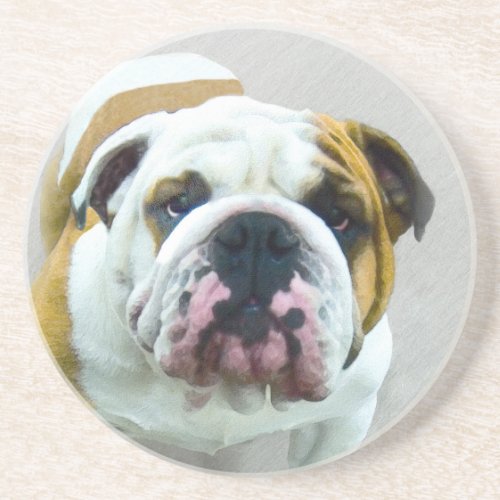 Bulldog Painting _ Cute Original Dog Art Coaster