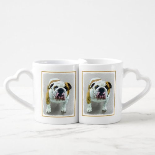 Bulldog Painting _ Cute Original Dog Art Coffee Mug Set