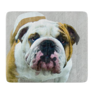 Bulldog Painting - Cute Original Dog Art Cutting Board