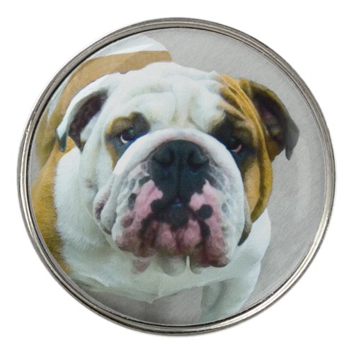 Bulldog Painting _ Cute Original Dog Art Golf Ball Marker