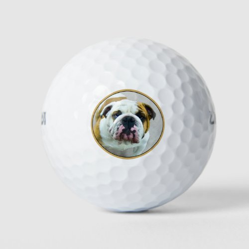 Bulldog Painting _ Cute Original Dog Art Golf Balls