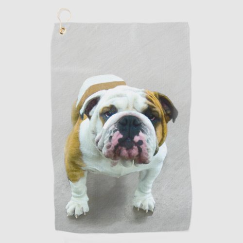 Bulldog Painting _ Cute Original Dog Art Golf Towel