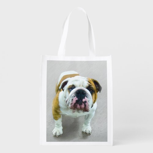 Bulldog Painting _ Cute Original Dog Art Grocery Bag