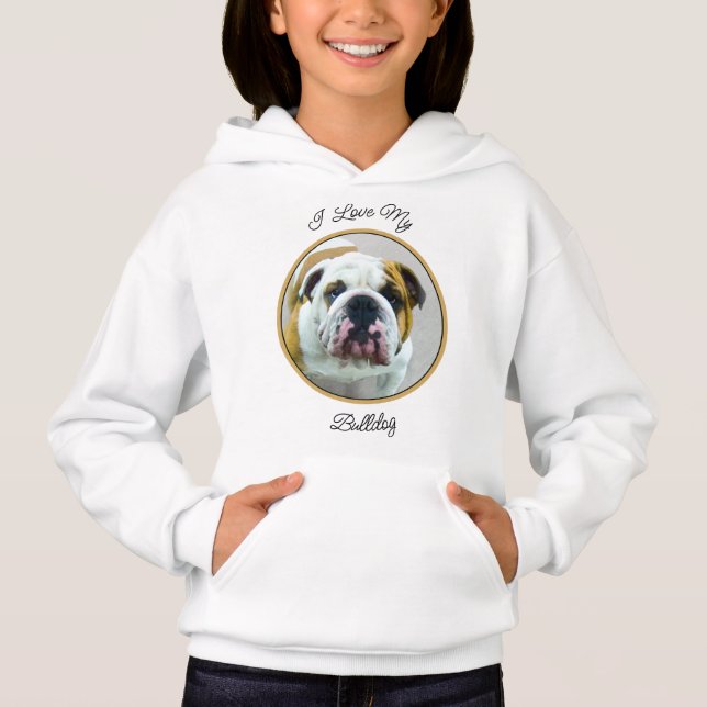 Bulldog Painting - Cute Original Dog Art Hoodie (Front)