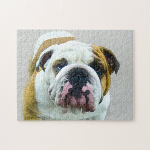 Bulldog Painting _ Cute Original Dog Art Jigsaw Puzzle