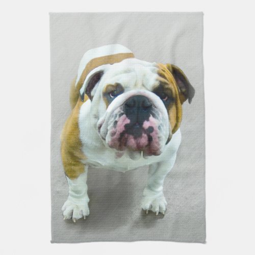 Bulldog Painting _ Cute Original Dog Art Kitchen Towel