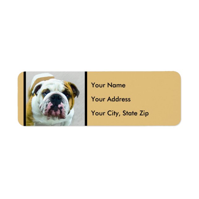 Bulldog Painting - Cute Original Dog Art Label (Front)