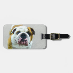 Bulldog Painting - Cute Original Dog Art Luggage Tag